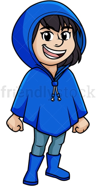 Girl wearing blue raincoat. PNG - JPG and vector EPS (infinitely scalable).