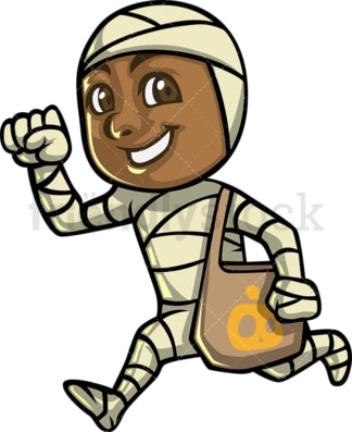 Little black boy trick or treating. PNG - JPG and vector EPS (infinitely scalable).