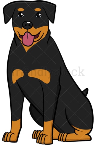 Strong rottweiler sitting with tongue out. PNG - JPG and vector EPS (infinitely scalable).