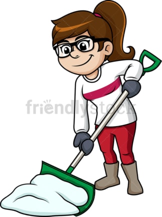 Girl shoveling snow. PNG - JPG and vector EPS (infinitely scalable).