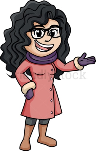 Woman wearing winter coat. PNG - JPG and vector EPS (infinitely scalable).