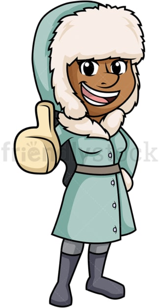 Black woman in winter clothes. PNG - JPG and vector EPS (infinitely scalable).