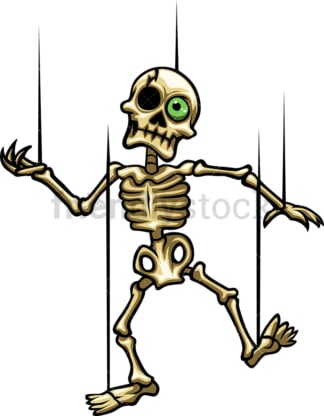 Dancing skeleton marionette cartoon. PNG - JPG and vector EPS (infinitely scalable).