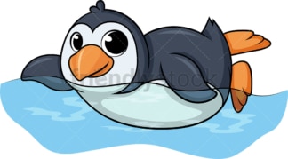 Penguin swimming cartoon. PNG - JPG and vector EPS (infinitely scalable).