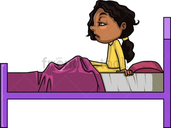 African-American girl waking up. PNG - JPG and vector EPS (infinitely scalable).