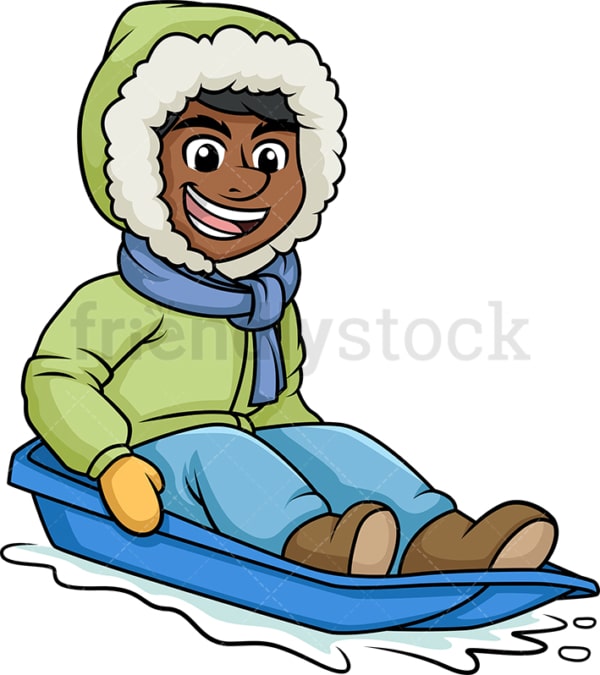 Black guy on a snow sled. PNG - JPG and vector EPS (infinitely scalable).