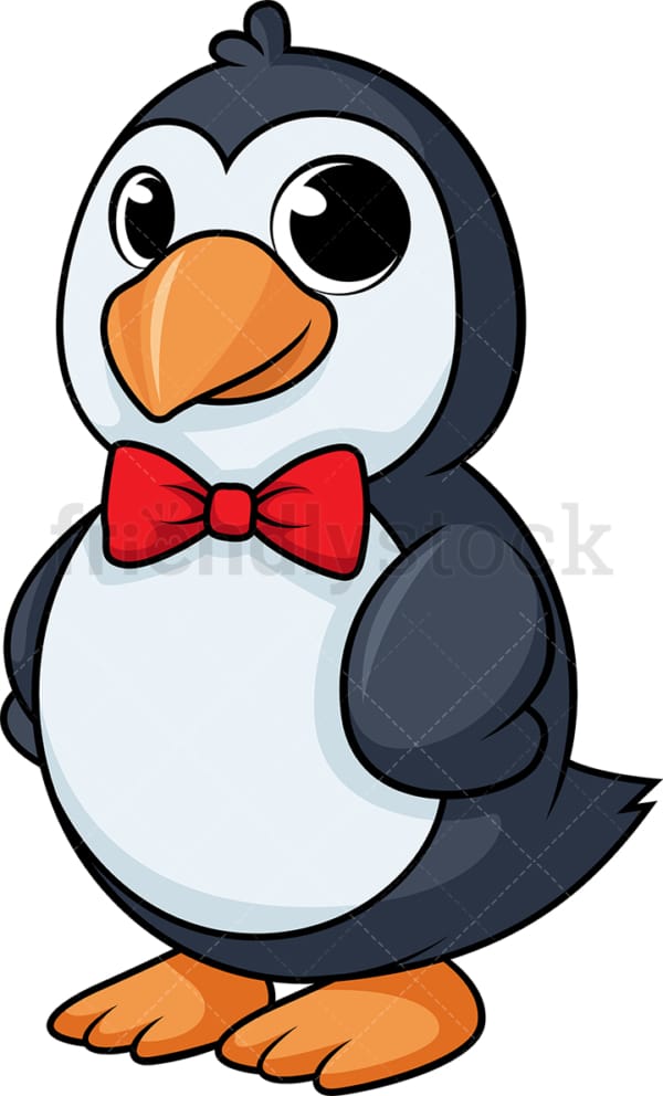 Classy penguin with bow tie cartoon. PNG - JPG and vector EPS (infinitely scalable).