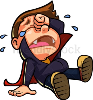 Crying scared little boy vampire. PNG - JPG and vector EPS (infinitely scalable).