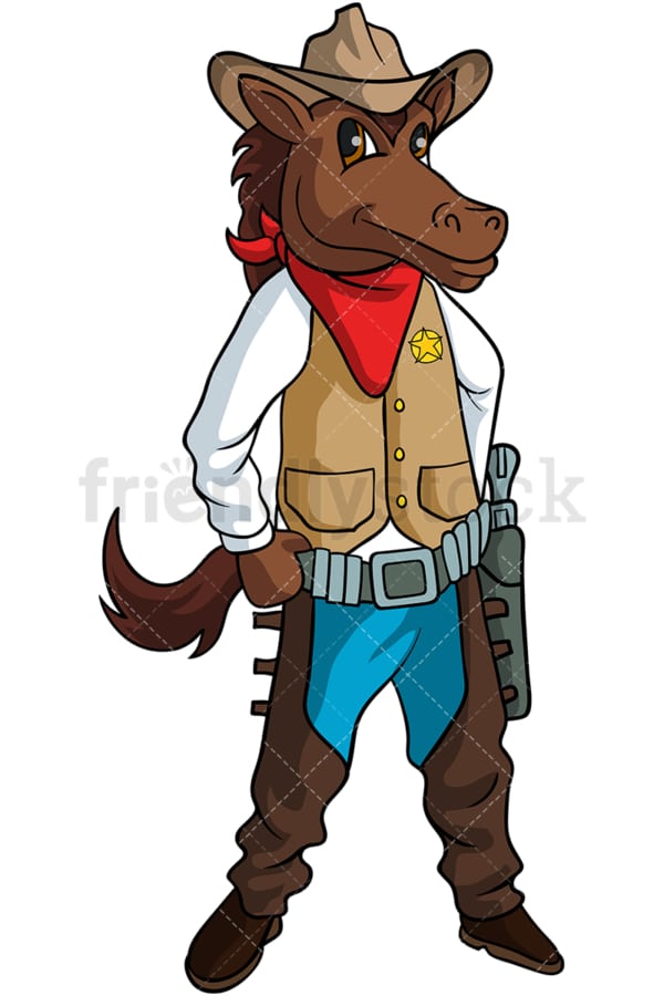 Horse cowboy cartoon. PNG - JPG and vector EPS (infinitely scalable).