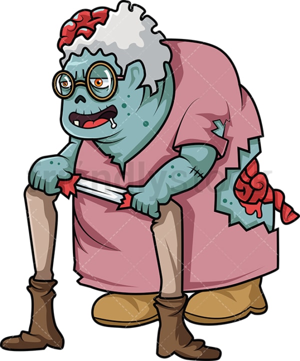 Old lady zombie cartoon. PNG - JPG and vector EPS (infinitely scalable).