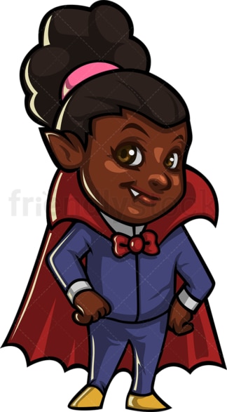 Black girl vampire costume trick or treat. PNG - JPG and vector EPS (infinitely scalable).
