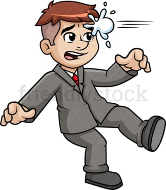 Business man getting hit with snowball. PNG - JPG and vector EPS (infinitely scalable).
