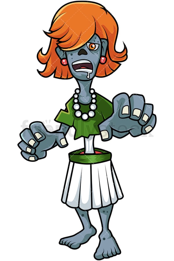 Creepy female zombie cartoon. PNG - JPG and vector EPS (infinitely scalable).