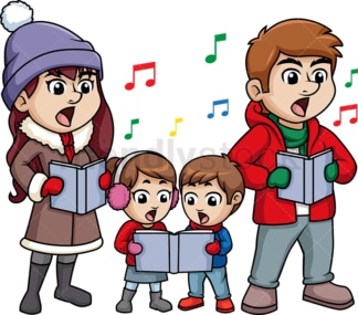 Family singing christmas carols. PNG - JPG and vector EPS (infinitely scalable).