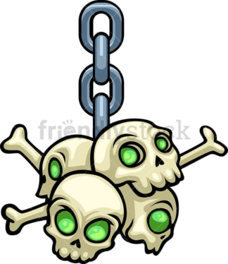 Skulls hanging from chain. PNG - JPG and vector EPS file formats (infinitely scalable). Image isolated on transparent background.