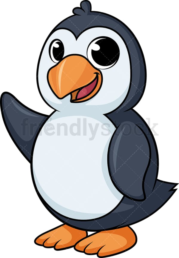 Penguin waving cartoon. PNG - JPG and vector EPS (infinitely scalable).