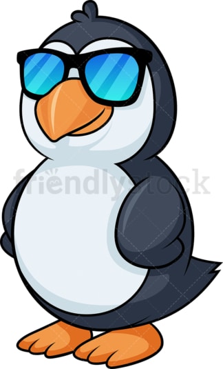 Penguin with sunglasses cartoon. PNG - JPG and vector EPS (infinitely scalable).