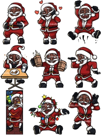 Black santa claus being silly. PNG - JPG and vector EPS file formats (infinitely scalable).