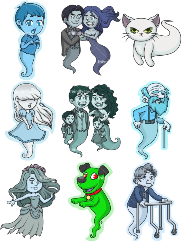 Ghost characters. PNG - JPG and vector EPS file formats (infinitely scalable).