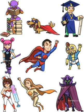 Superheroes and supervillains. PNG - JPG and vector EPS file formats (infinitely scalable).