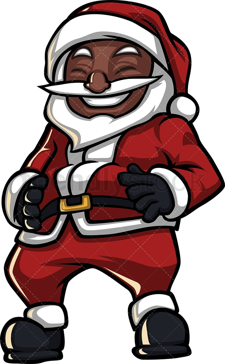 Download Black Santa Claus Laughing Hard Cartoon Clipart Vector ...