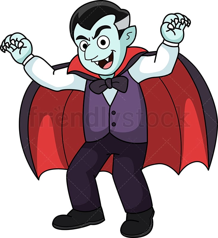 Adorable Vampire Cartoon Clipart Vector - FriendlyStock