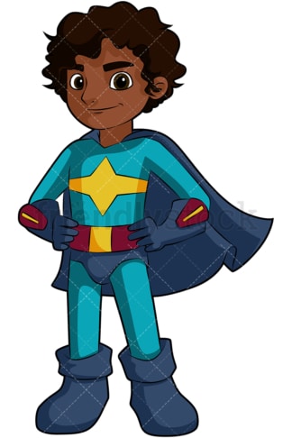 Black boy superhero. PNG - JPG and vector EPS file formats (infinitely scalable). Image isolated on transparent background.