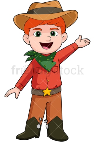 Boy wearing cowboy costume. PNG - JPG and vector EPS file formats (infinitely scalable). Image isolated on transparent background.