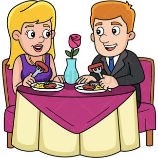 2 Man And Woman Having Dinner Cartoon Clipart 324x324