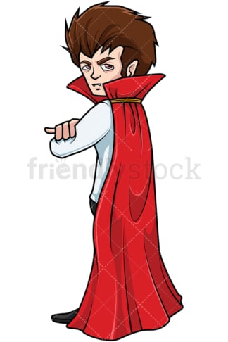 Young vampire in cape. PNG - JPG and vector EPS file formats (infinitely scalable). Image isolated on transparent background.
