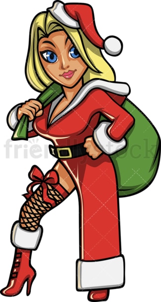 Sexy blonde female santa claus. PNG - JPG and vector EPS file formats (infinitely scalable).
