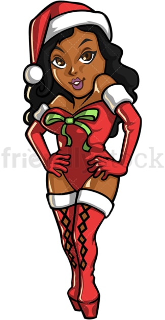 Sexy black female santa claus. PNG - JPG and vector EPS file formats (infinitely scalable).