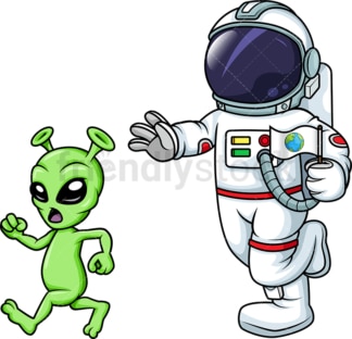 Astronaut chasing alien. PNG - JPG and vector EPS (infinitely scalable).
