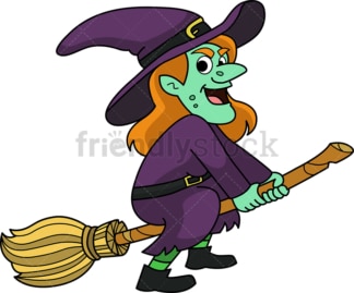 Evil witch on magic broom. PNG - JPG and vector EPS (infinitely scalable).