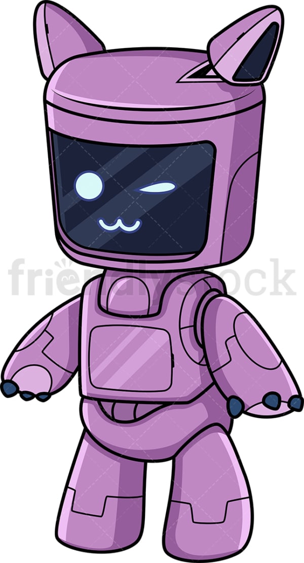 Cute purple robot. PNG - JPG and vector EPS (infinitely scalable).