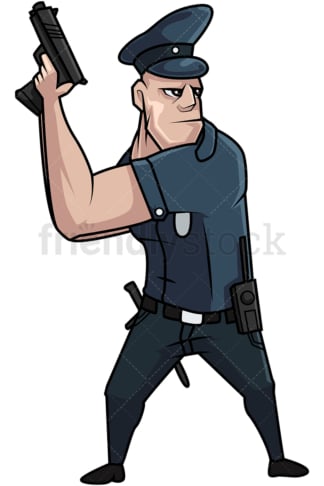 Policeman pulling his gun. PNG - JPG and vector EPS file formats (infinitely scalable). Image isolated on transparent background.