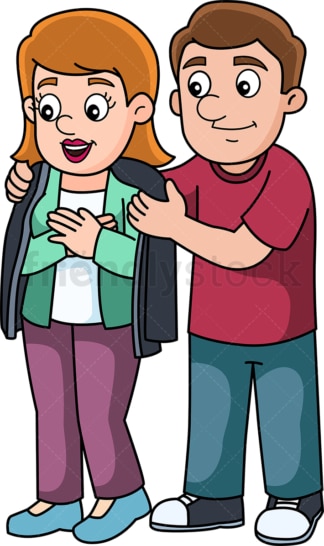 Gentleman putting his jacket on to his girlfriend. PNG - JPG and vector EPS (infinitely scalable).