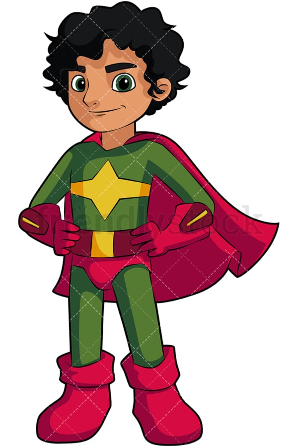 Little boy superhero with cape. PNG - JPG and vector EPS (infinitely scalable). Image isolated on transparent background.
