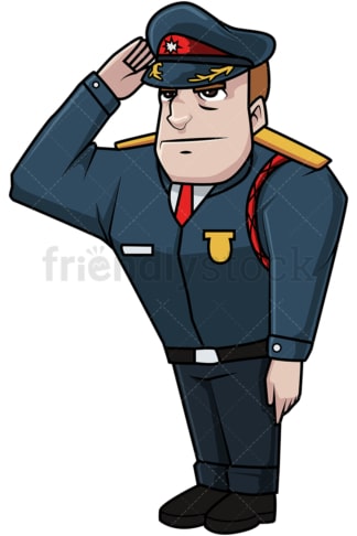 Russian policeman saluting. PNG - JPG and vector EPS file formats (infinitely scalable). Image isolated on transparent background.