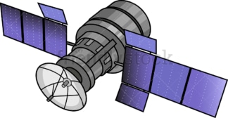 Satellite with solar panels. PNG - JPG and vector EPS (infinitely scalable).