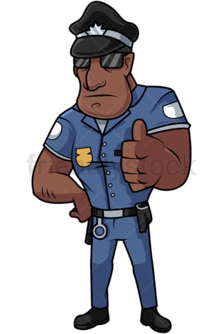 Black policeman giving the thumbs up. PNG - JPG and vector EPS file formats (infinitely scalable). Image isolated on transparent background.