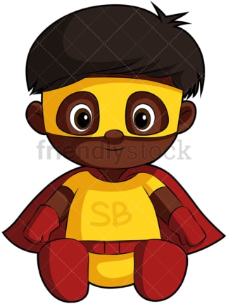 Cute black baby in superhero costume. PNG - JPG and vector EPS file formats (infinitely scalable). Image isolated on transparent background.