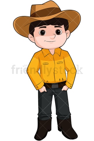Cute boy wearing cowboy hat. PNG - JPG and vector EPS file formats (infinitely scalable). Image isolated on transparent background.
