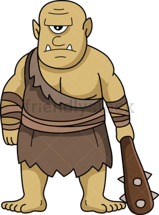 Ogre holding mace. PNG - JPG and vector EPS file formats (infinitely scalable). Image isolated on transparent background.