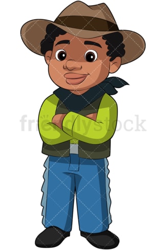 African American kid in cowboy costume. PNG - JPG and vector EPS file formats (infinitely scalable). Image isolated on transparent background.