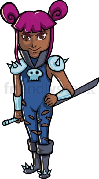 Black female super villain. PNG - JPG and vector EPS file formats (infinitely scalable). Image isolated on transparent background.