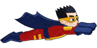 Boy superhero flying like superman. PNG - JPG and vector EPS (infinitely scalable). Image isolated on transparent background.