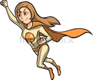 Female superhero with cape flying like superman. PNG - JPG and vector EPS (infinitely scalable).