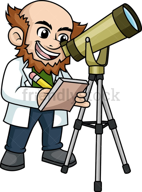 Astronomer looking through telescope. PNG - JPG and vector EPS (infinitely scalable).