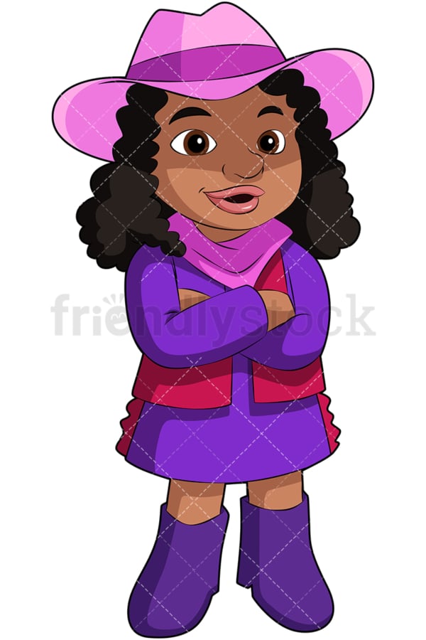 African American girl in cowboy costume. PNG - JPG and vector EPS file formats (infinitely scalable). Image isolated on transparent background.
